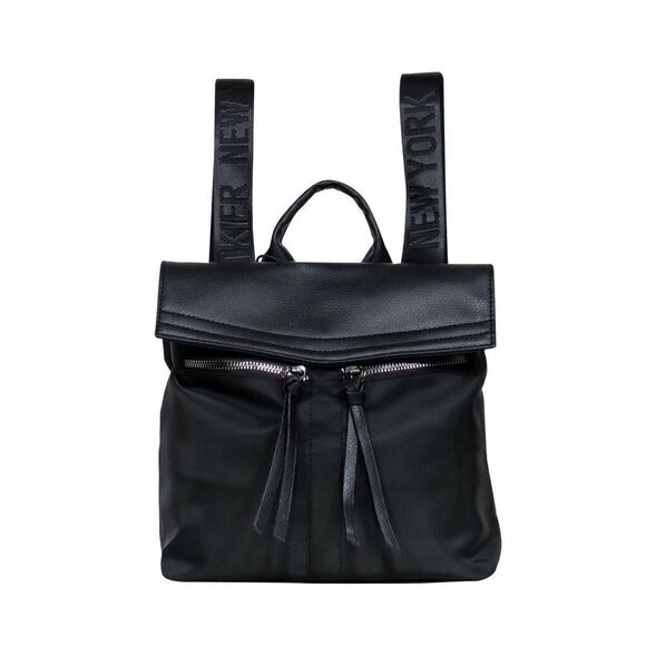 Botkier Small Black Nylon & Pebbled Leather Backpack Logo Straps - Picture 1 of 15